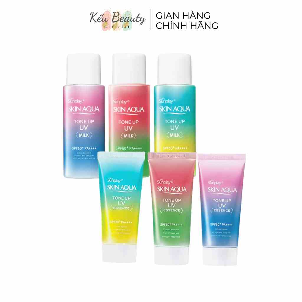 Kem Chống Nắng Dạng Milk & Essenence Sunplay Skin Aqua Tone Up UV Lavender / Mint Green / Rose SPF50+ PA++++ 50g