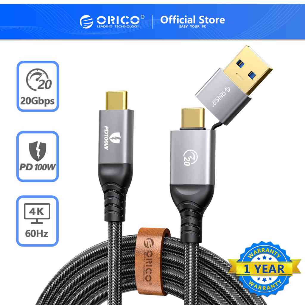 Dây cáp sạc ORICO 20/40gbps usb c pd100w 8k 60hz hd usb 3.0 sang usb c thích hợp cho Macbook Thunderbolt 4 ps4 (acc20)