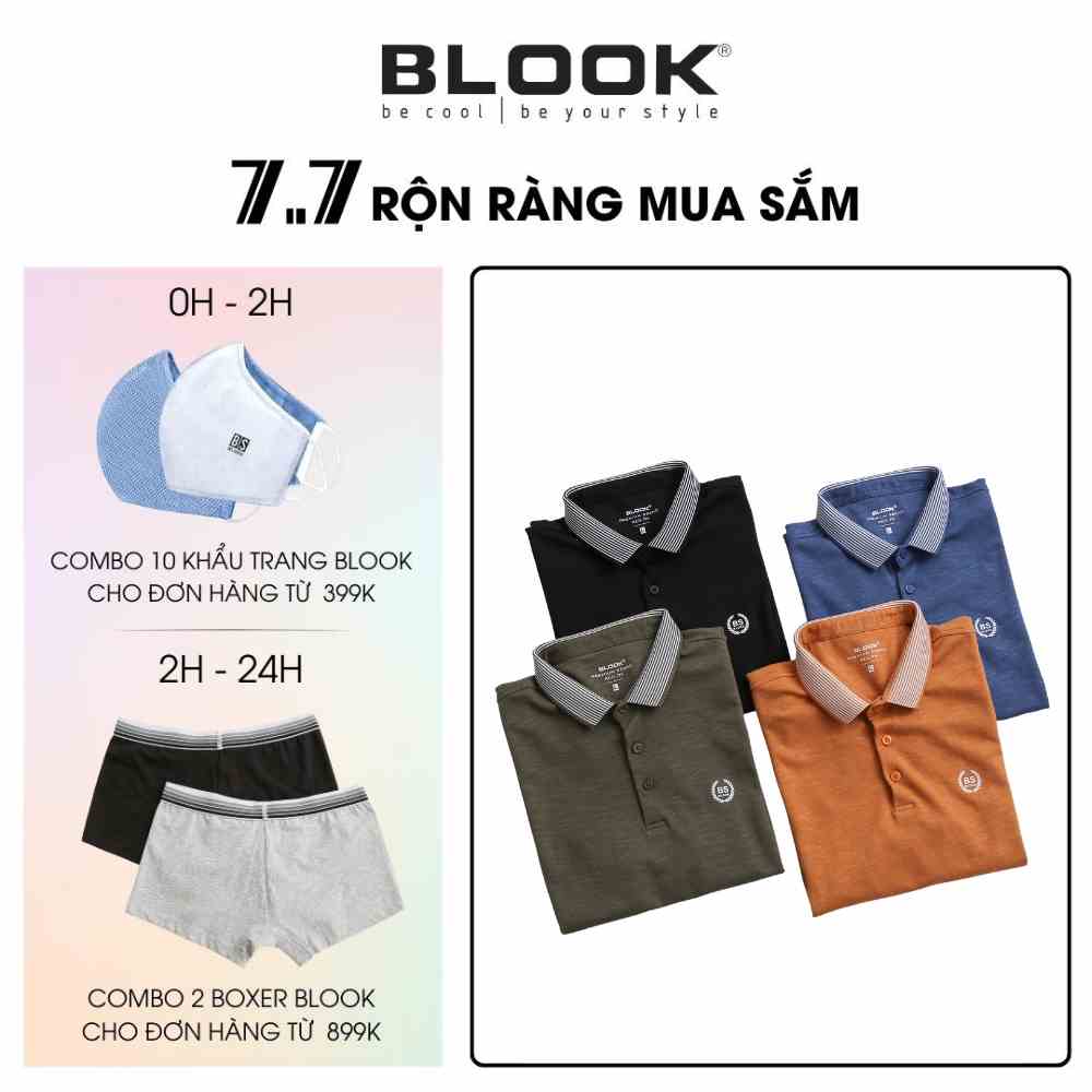 Áo Polo nam BLOOK có cổ BASIC vải cá sấu cotton, nam tính, chỉn chu, sang trọng mã 35568