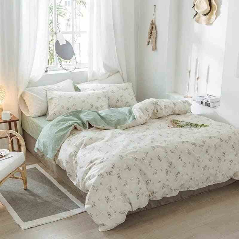 Set Bộ Vỏ Chăn Ga Gối Cotton Living Cỏ Ngọc Minamo B27 Chiết Liệu Cao Cấp Không Bai Xù, Siêu Mềm Mịn, Thấm Hút Mồ Hôi