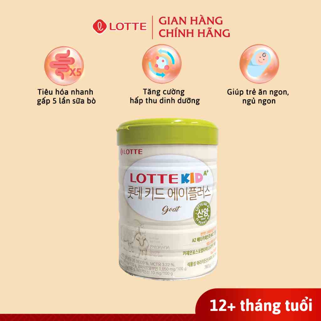 Sữa Dê Lotte Kid A+ Hàn Quốc, bổ sung canxi hỗ trợ phát triển chiều cao cho trẻ 760g