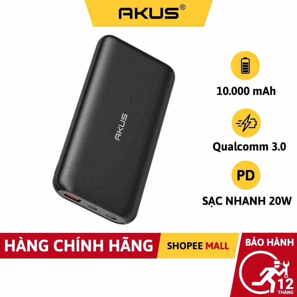 Sạc dự phòng 10000 mAh sạc nhanh 20w AKUS - DP230 - Hàng ChínhHãng