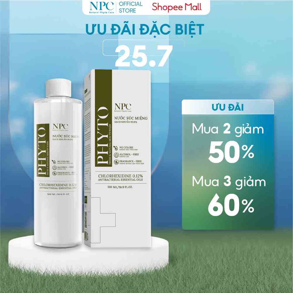 [Mã BMTTC60K giảm đến 60K đơn 50K] Nước súc miệng tinh dầu thiên nhiên Phyto chai 500ml