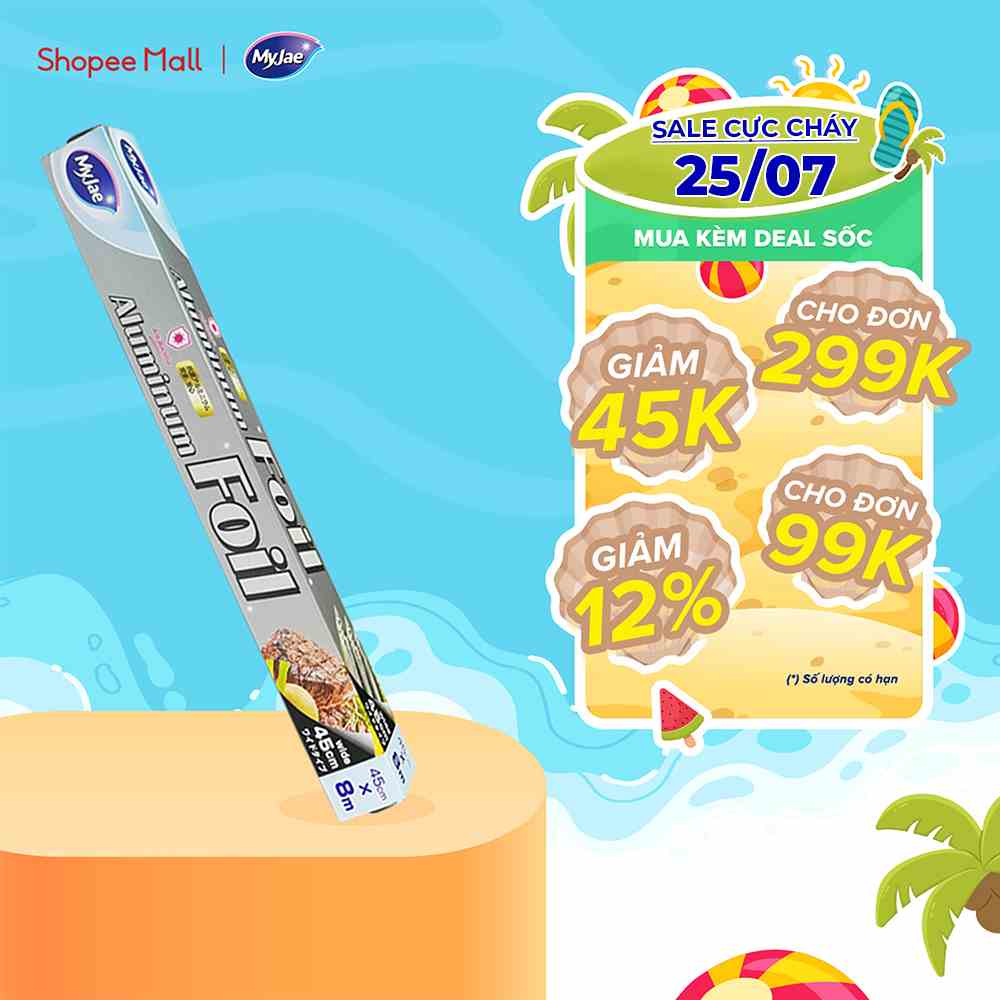 [Voucher 12% - đơn từ 0Đ]Giấy Bạc Màng Nhôm Kháng Khuẩn MyJae Để Bọc, Gói Thực Phẩm, Nướng BBQ, Lò Nướng 45cm x 8m