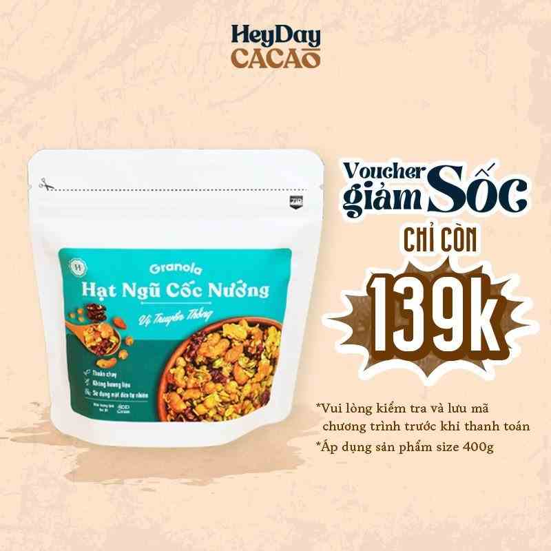 Granola nướng giòn tan, Vị Truyền Thống, Túi 150g/400g, Dùng mật dừa nước, 0 trái cây sấy - Hạt ngũ cốc giảm cân- Heyday