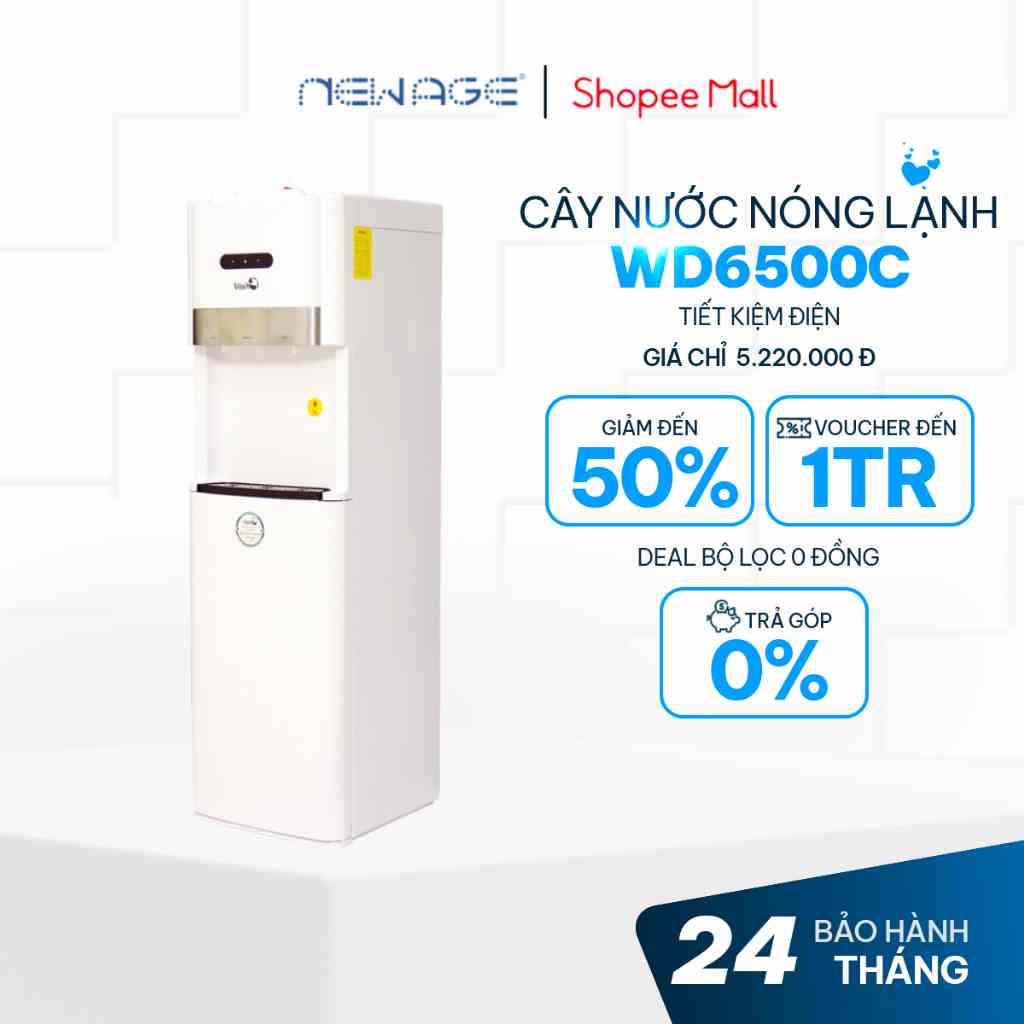 Cây nước nóng lạnh FujiE WD6500C làm lạnh sâu bằng máy nén (Block), bầu đun nước nóng inox an toàn sức khỏe