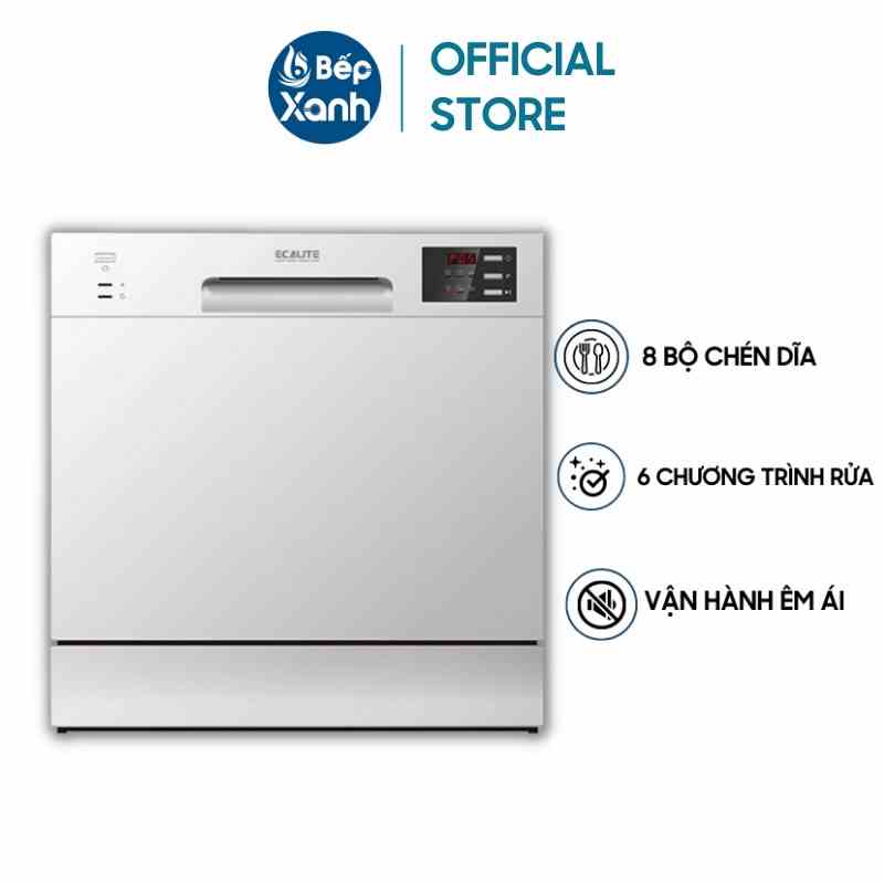 [FREESHIP HCM] Máy Rửa Chén 8 Bộ Ecalite EDW-SMS6080WH - Màu Trắng