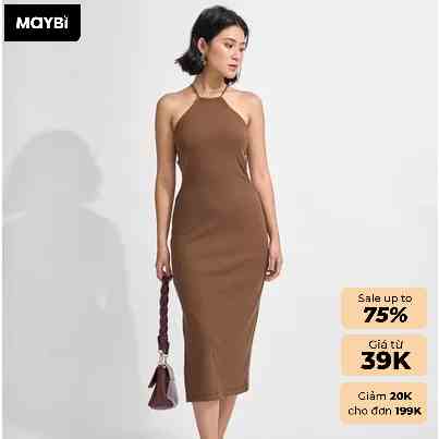 Đầm yếm Maybi ôm thun gân cutout eo