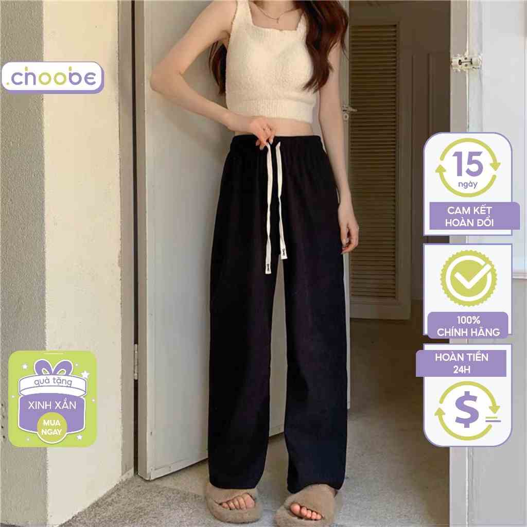 Quần ống rộng nữ Choobe nỉ len tăm dày dặn cạp cao co giãn kiểu culottes dáng thụng giữ nhiệt tốt Q72