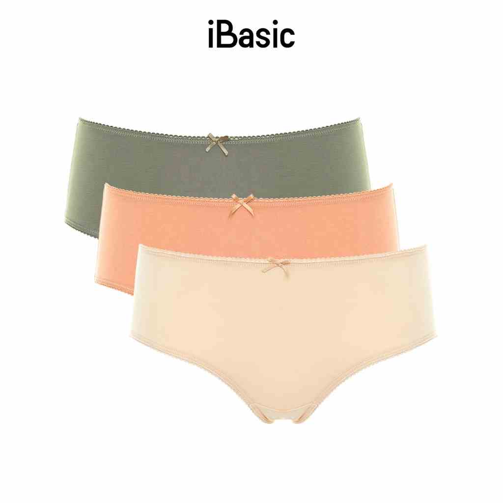 Set 3 quần lót nữ lưng cao trơn cotton iBasic PANW147