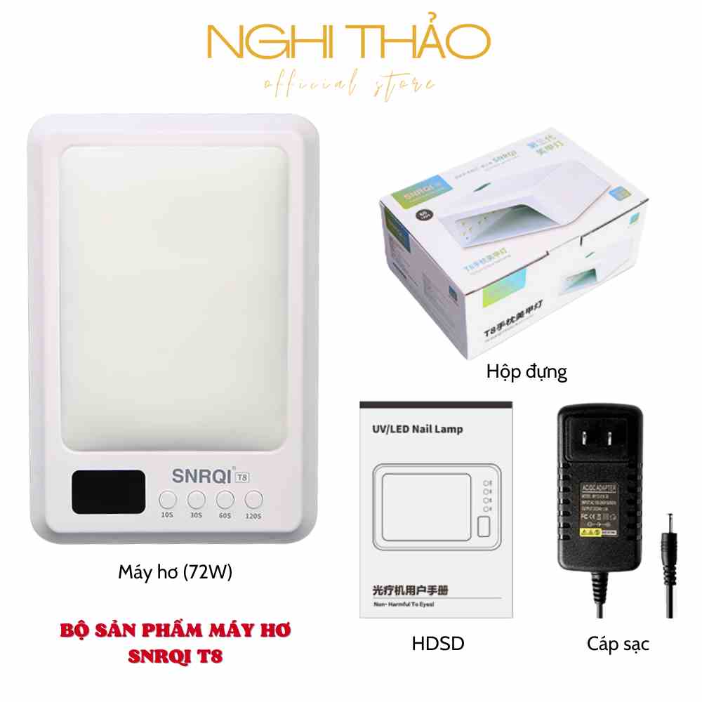 Máy hơ gel T8 SNRQI khoang rộng vừa 2 tay 72W NGHI THẢO