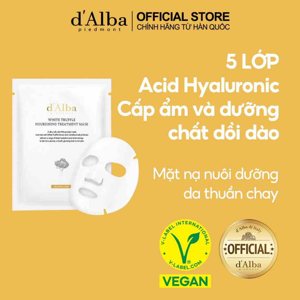 [dAlba Official] Mặt nạ giấy thuần chay White Truffle Nourishing Treatment Mask 1 cái