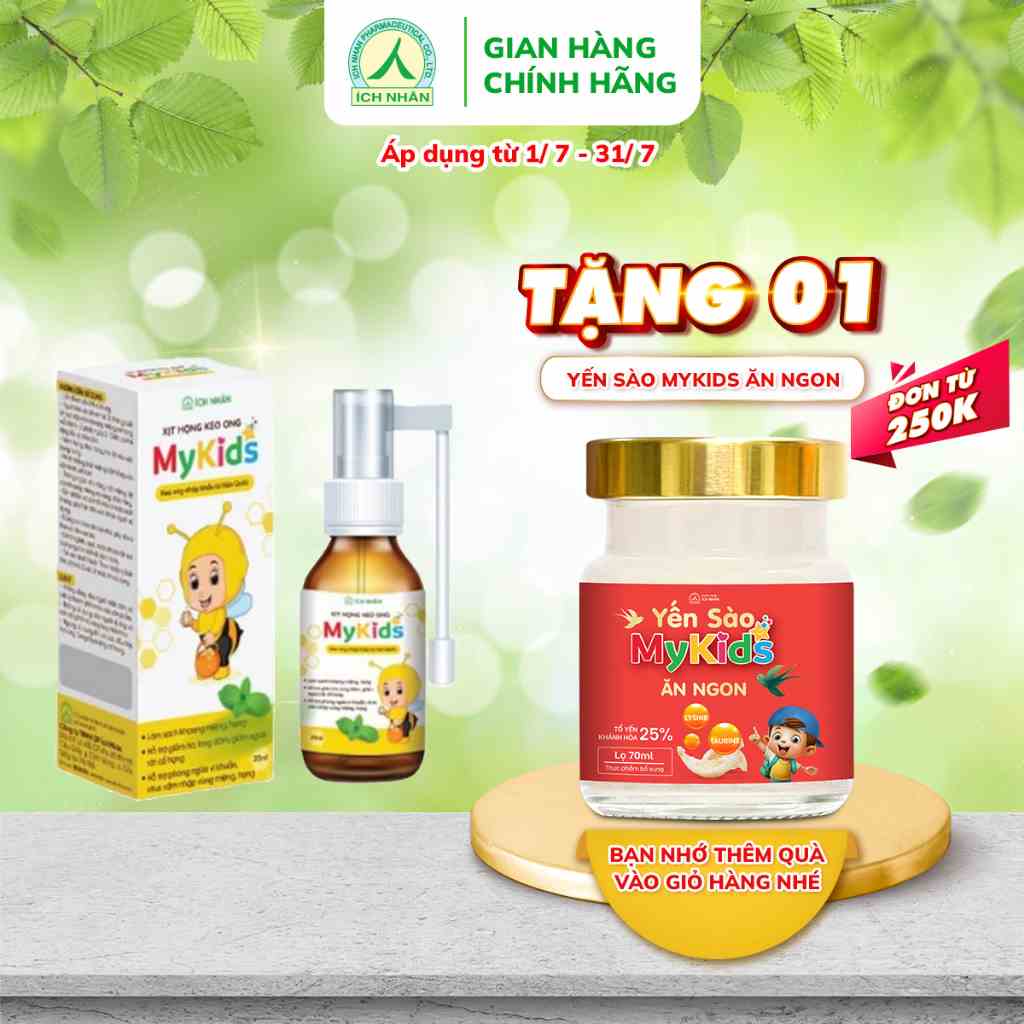 Xịt Họng Keo Ong MyKids - Hỗ trợ giảm các triệu chứng ngứa rát cổ họng, ho do viêm họng, ho gió, ho khan, ho có đờm 20ml