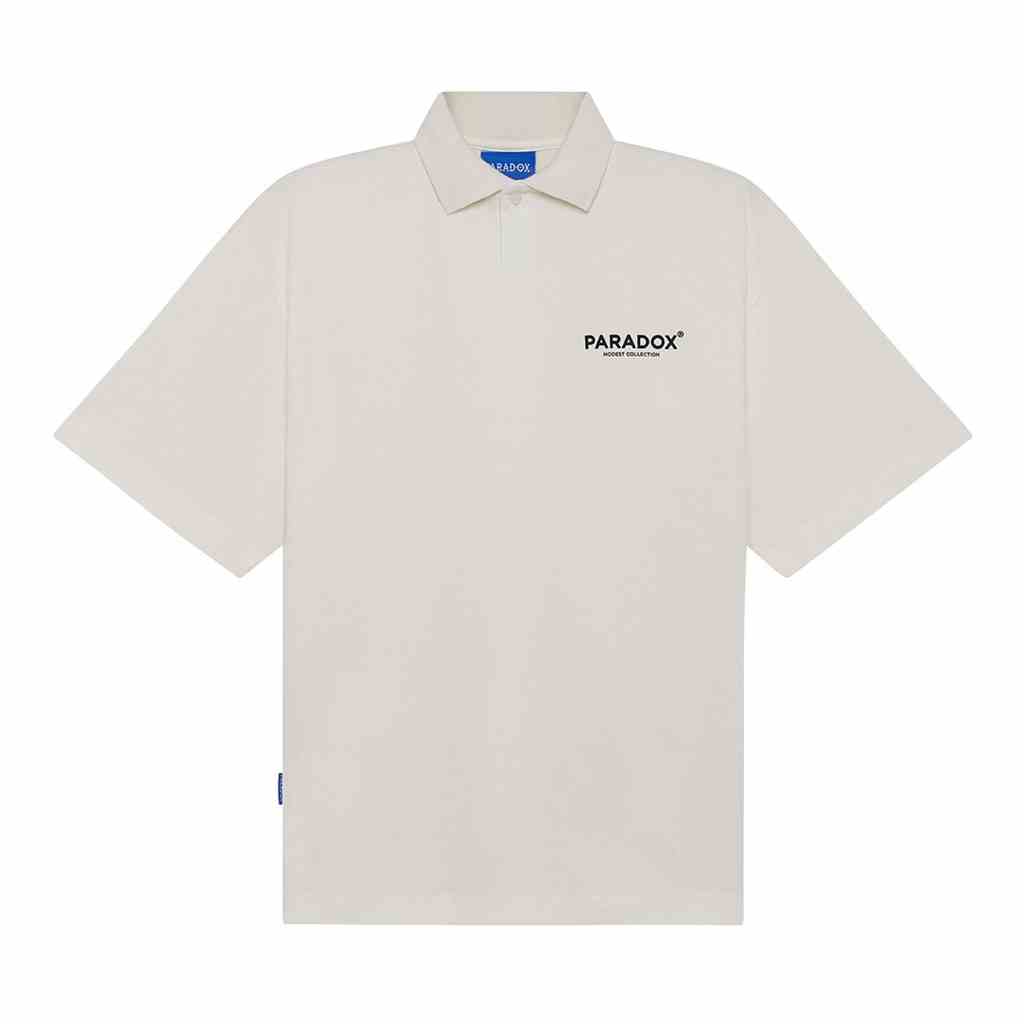 Áo thun có cổ Paradox tay lỡ BASIC LOGO POLO - Kem