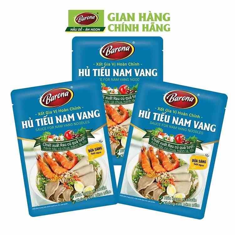 Combo 3 gói Gia Vị Hủ Tiếu Nam Vang Barona 80g ướp ngon chuẩn vị không cần nêm nếm