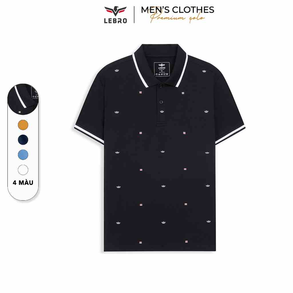 Áo polo nam, áo thun nam cổ viền, in hoạ tiết, cotton CVC cao cấp, dáng slimfit trẻ trung, thể thao LEBRO TPL23-003B