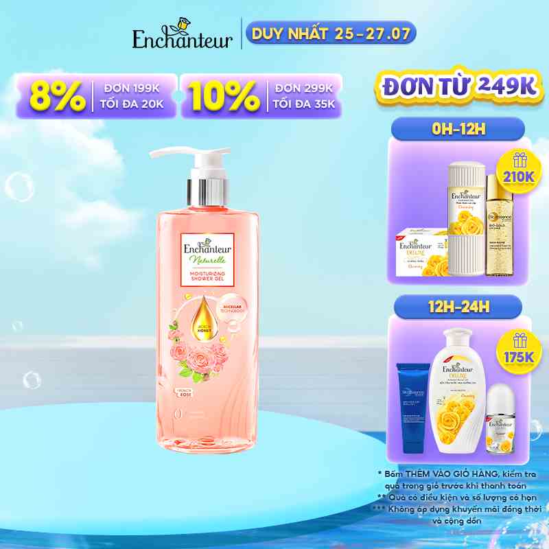 Sữa tắm dưỡng da Enchanteur Naturelle hương hoa hồng Pháp 510ML