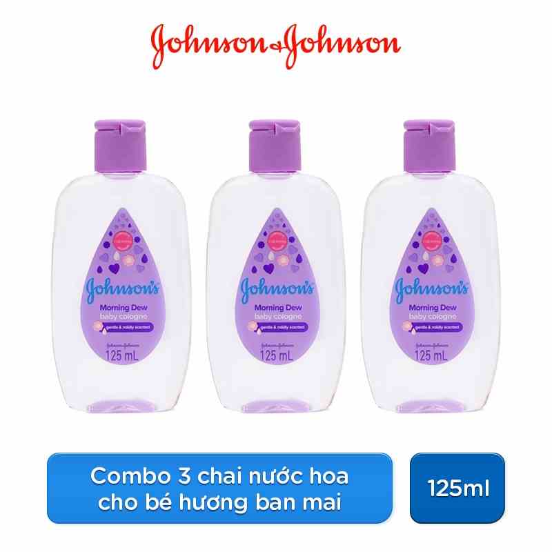 Combo 3  Chai Nước Hoa Cho Bé Johnsons Baby Cologne Hương Ban Mai Morning Dew Baby Cologne 125ml