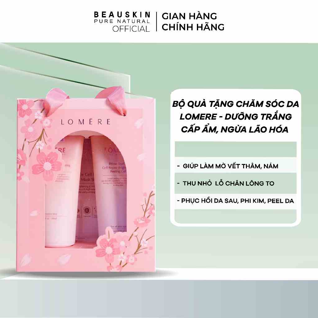 Bộ quà tặng chăm sóc da Lomere - dưỡng trắng, cấp ẩm, ngừa lão hóa - Hàn Quốc chính Hãng tặng kèm 2 mặt nạ