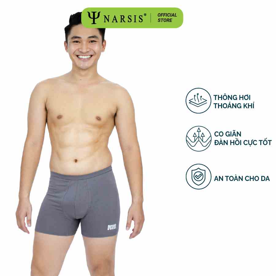 Quần lót nam boxer Narsis F2007 sịp đùi chất Cotton thông thoáng nhiều màu