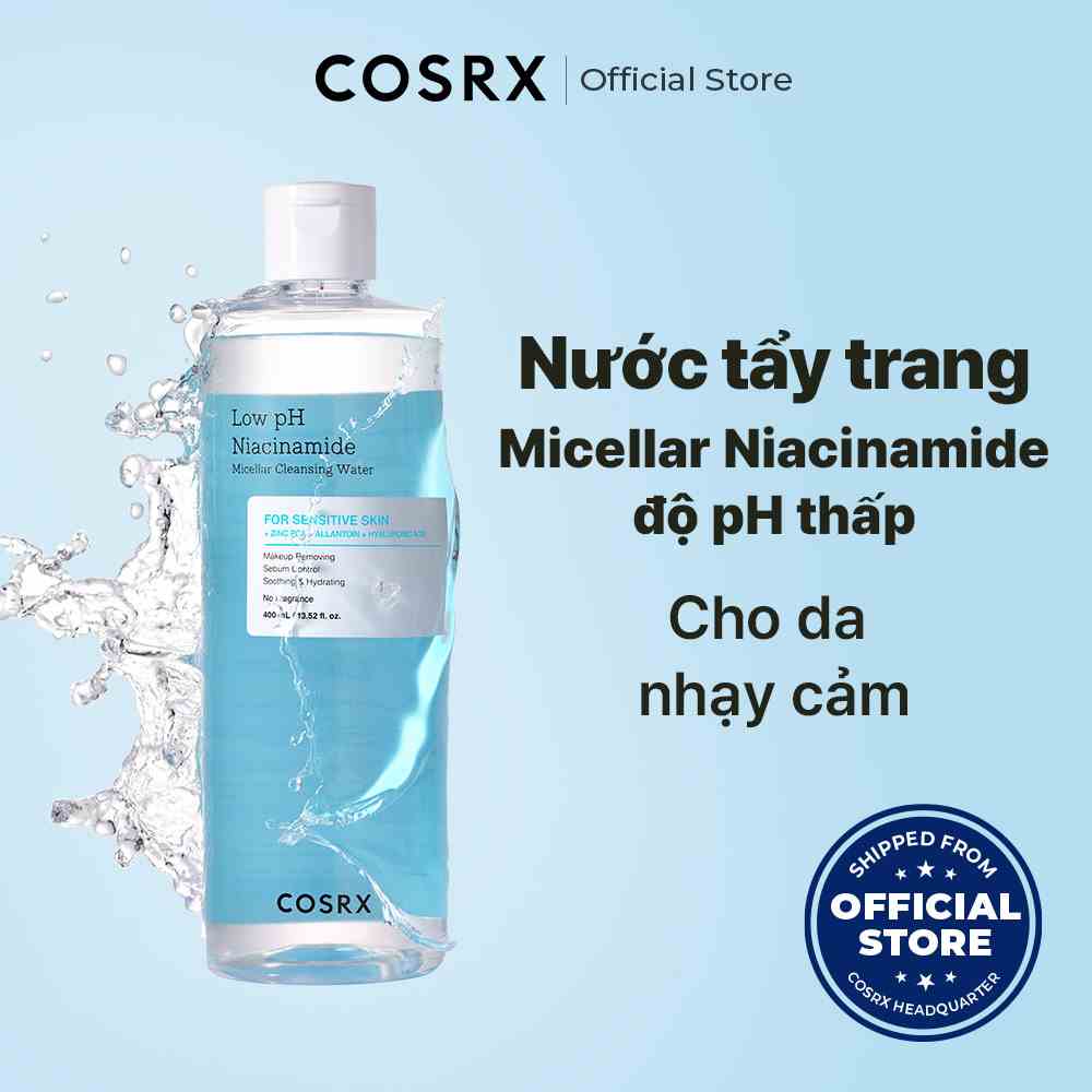 Nước tẩy trang COSRX Micellar Niacinamide làm sạch sâu dưỡng ẩm làm mềm mịn làn da 400ml