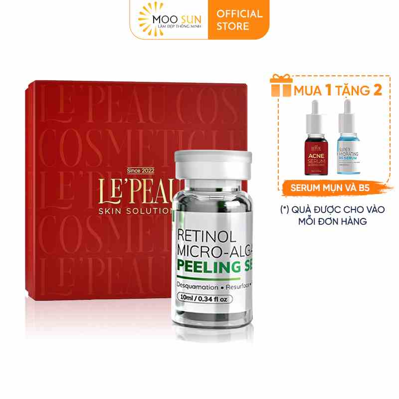 Peel Da Retinol Vi Tảo LEPEAU 10ml, Tinh Chất Tái Tạo Da Sinh Học Căng Bóng Chính Hãng