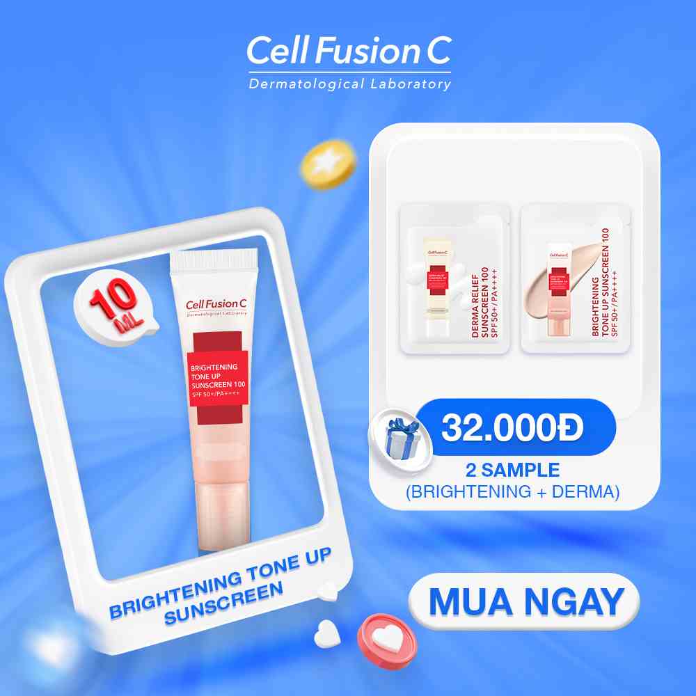 Kem Chống Nắng Nâng Tone Cell Fusion C Brightening Tone Up Sunscreen 100 SPF50+/PA++++ (10ml)