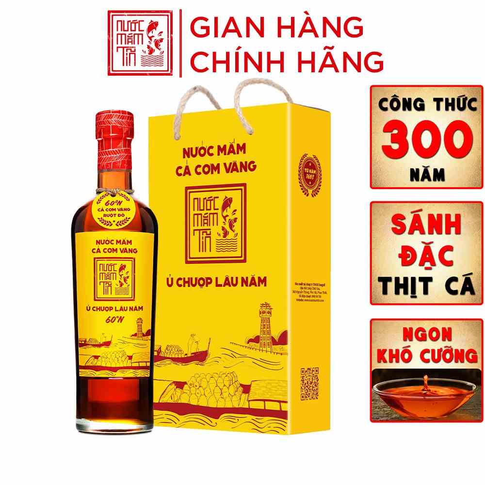 Nước Mắm Tĩn Cá Cơm Vàng Ruột Đỏ Chai Thuỷ Tinh 500ml/chai Độ Đạm 60N Nước Mắm Truyền Thống Sạch Không Chất Bảo Quản