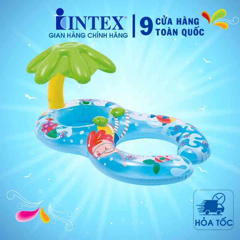 Phao bơi đôi xỏ chân mái che hình lá INTEX 56590