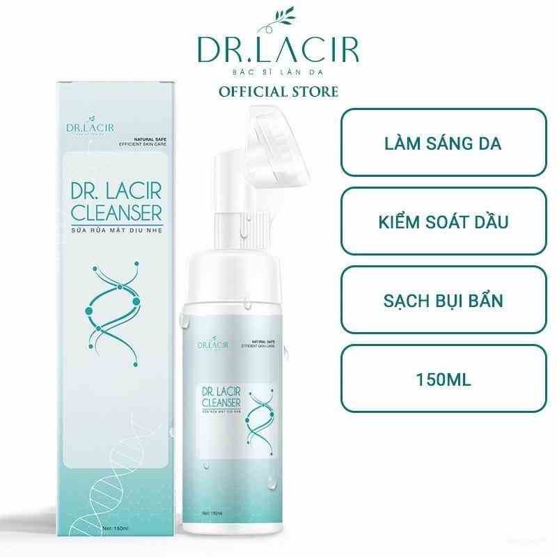 Combo sữa rửa mặt dịu nhẹ cho da nhạy cảm Dr.Lacir Cleanser chai 150ml và Toner cốt yến saffron DR.LACIR 10ml