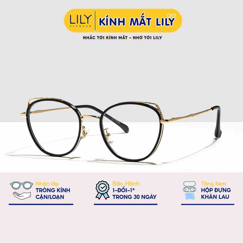 Gọng kính nhựa mắt tròn nam nữ LILYEYEWEAR chắc chắn thanh nhẹ dễ đeo kiểu dáng thời trang màu sắc phong phú 11322