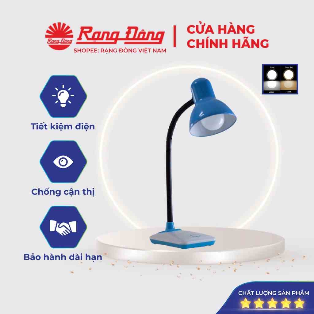 Đèn học để bàn chống cận 5W LED Rạng Đông, bảo vệ mắt, thị lực, Model RD-RL-26.LED, tiết kiệm điện