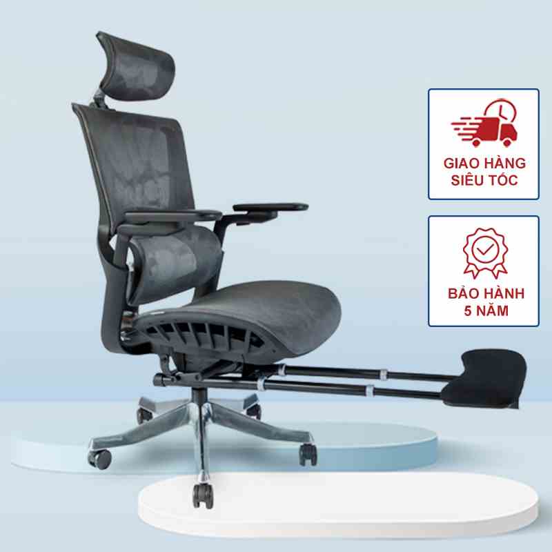 Ghế công thái học Nghia Furnniture Ergonomic 04 - Bigsize, hỗ trợ thắt lưng mạnh mẽ, ngả sâu 140 độ