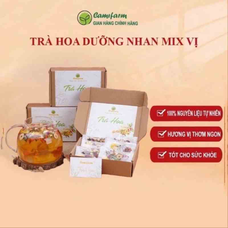 Trà hoa dưỡng nhan mix vị Camifarm giúp detox, thanh lọc cơ thể, giảm căng thẳng, mệt mỏi hộp 30 gói