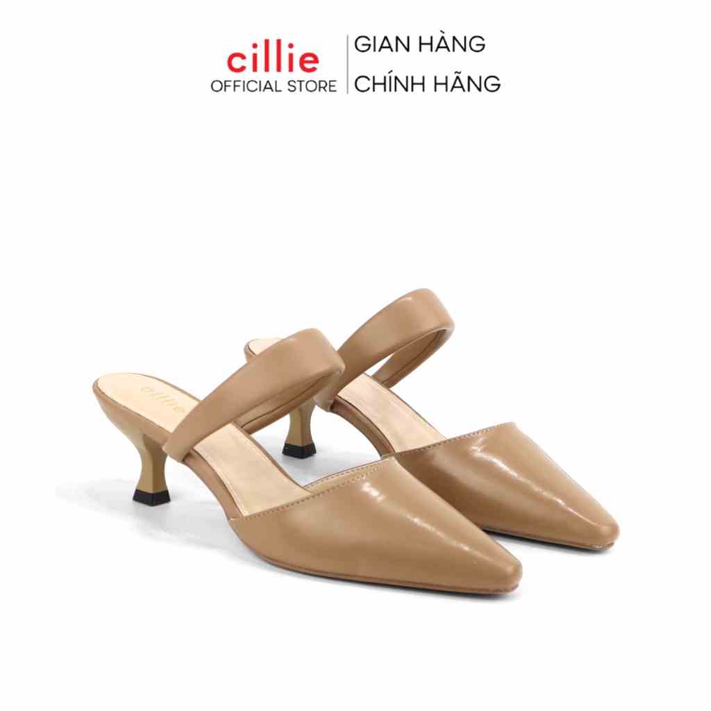 Giày sục cao gót slingback nữ mũi nhọn thanh lịch quai ngang thời trang fashion gót nhọn cao 5cm đi làm Cillie 1078