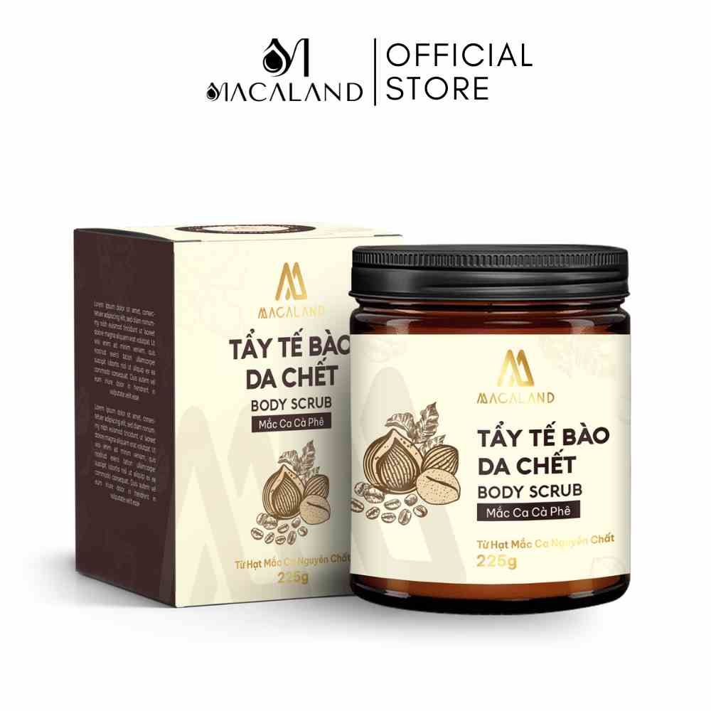 Tẩy tế bào chết Mắc Ca Cà Phê MACALAND 35g/225g dưỡng ẩm chuyên sâu chống lão hóa da