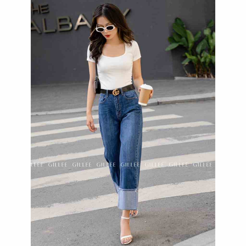 [Mã BMLTA35 giảm đến 35K đơn 99K] Áo Thun Croptop Nữ Tay Ngắn Cổ U GILLEE Chất Co Giãn Tốt Dễ Phối Đồ FAT053