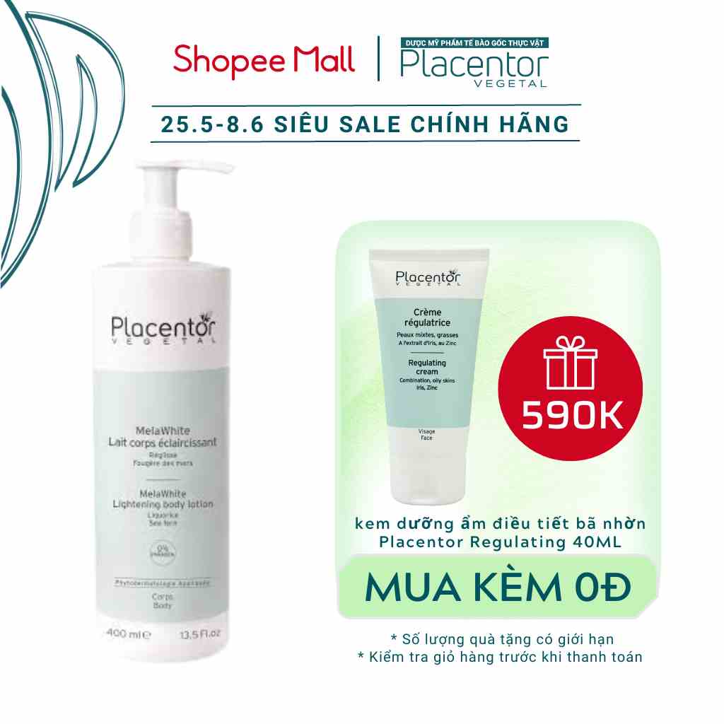 [Mã BMLTA35 giảm đến 35K đơn 99K] Sữa dưỡng thể trắng da toàn thân Placentor MelaWhite Lightening Body Lotion 400ml