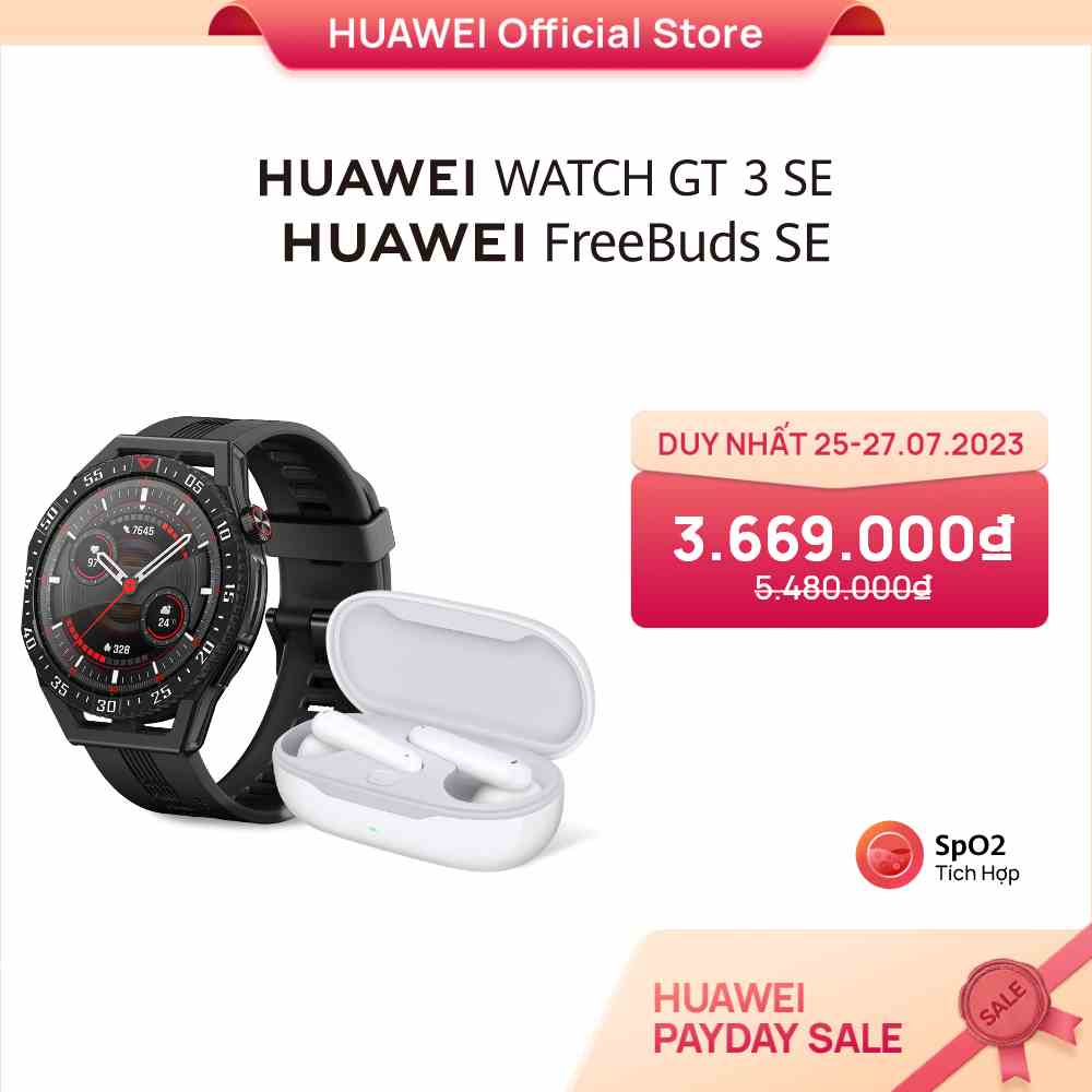 [Mã ELCN2 giảm 500K đơn 500K]  Bộ Sản Phẩm Huawei (Tai nghe HUAWEI FreeBuds SE+Đồng Hồ Thông Minh HUAWEI WATCH)