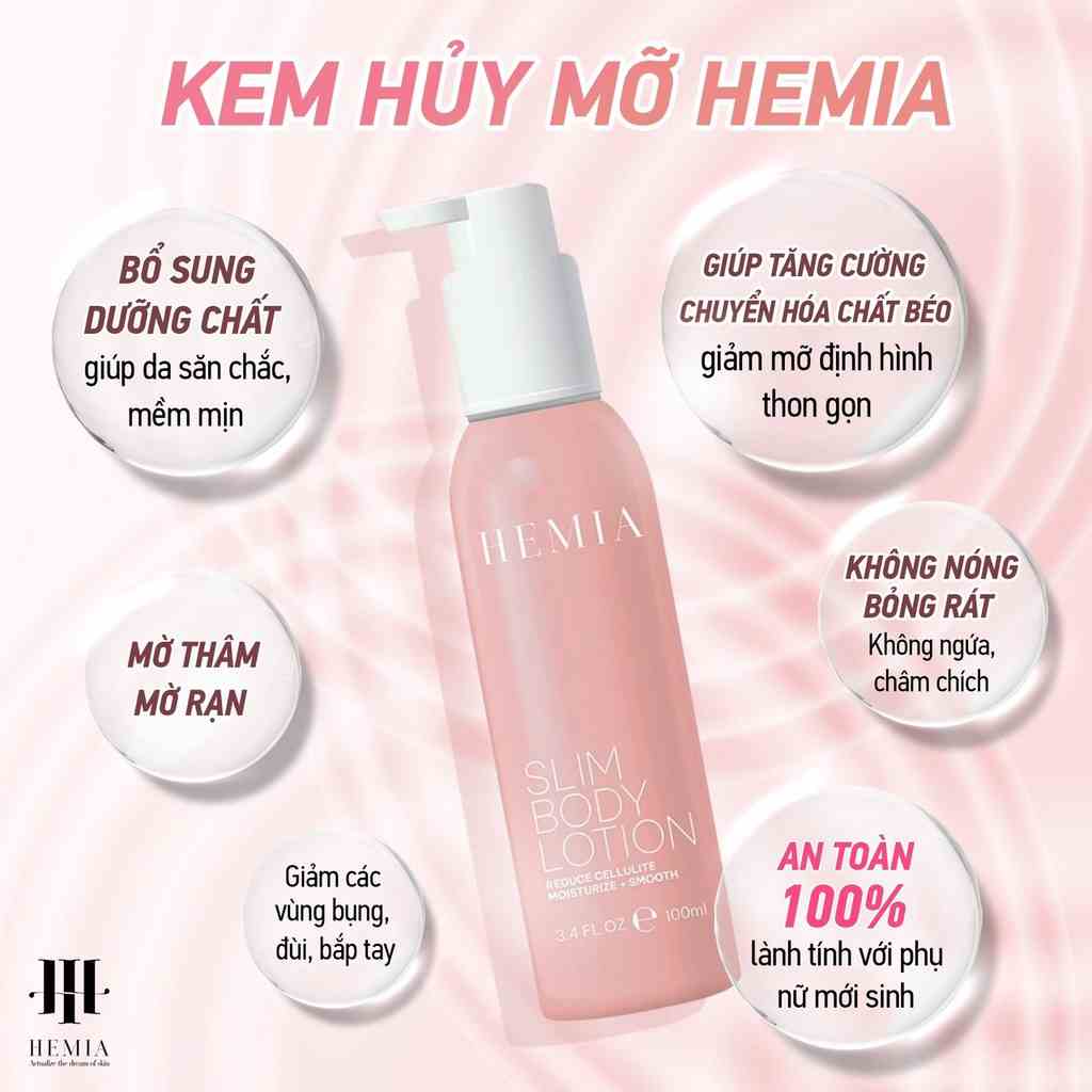 Kem Hủy Mỡ Hemia 100g đốt chay mỡ thừa săn chắc cơ thể  tác dụng giảm mỡ bụng - đùi - bắp tay