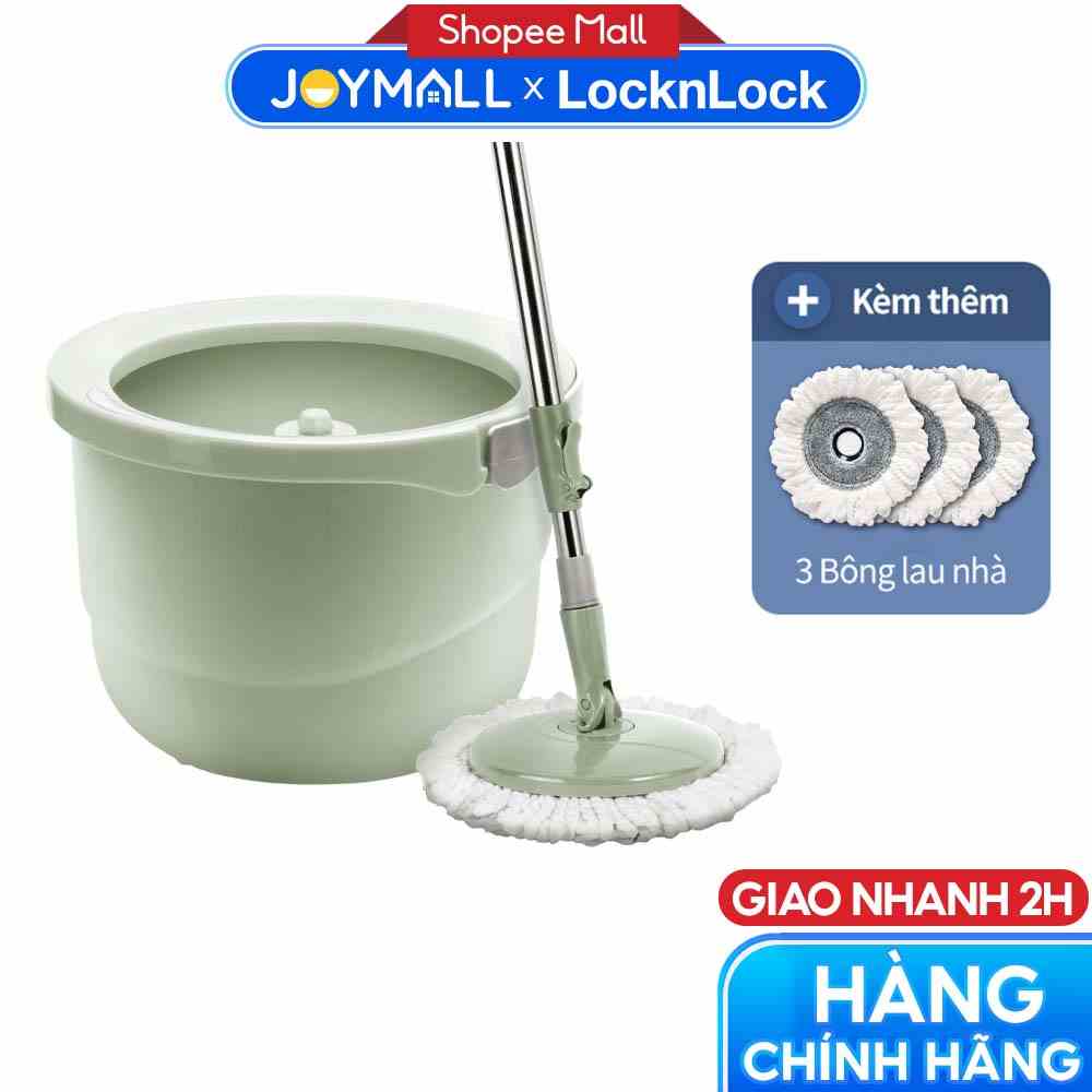 Bộ cây lau nhà LocknLock ETM498MITS2 SPIN MOP - Hàng chính hàng, xoay 360 độ và tặng kèm 3 bông lau - JoyMall