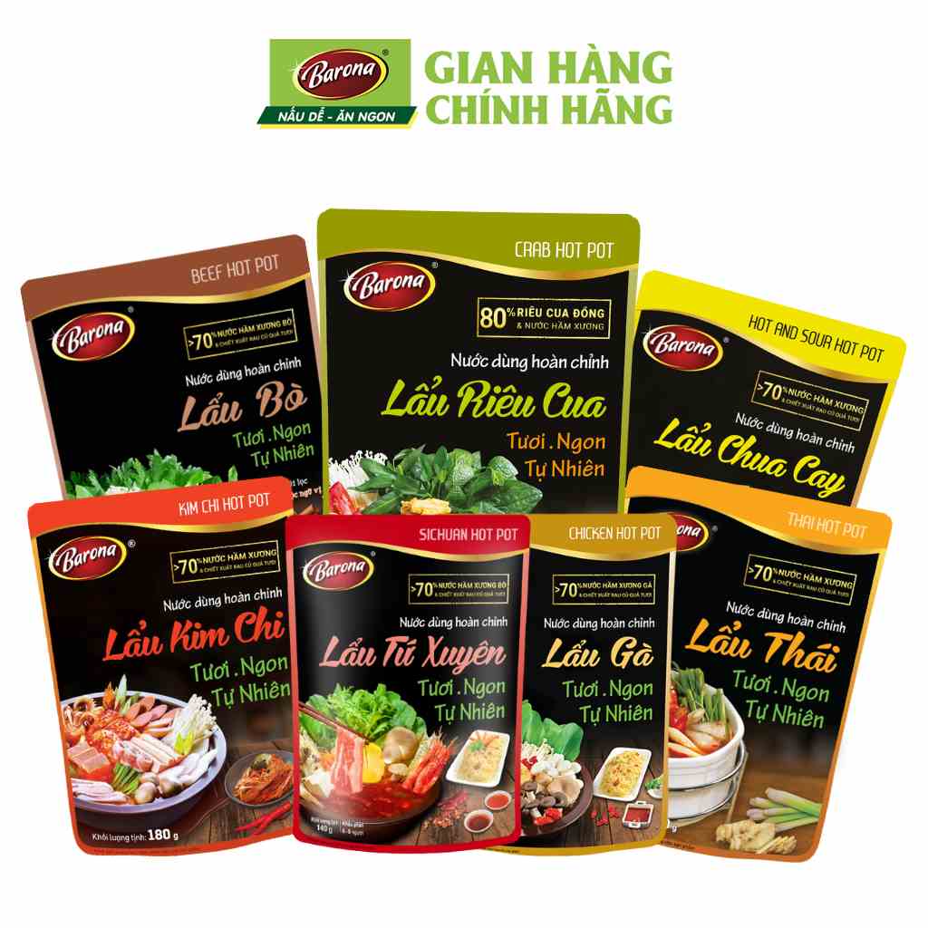 Nước dùng Lẩu Barona, Combo 7 Loại Lẩu