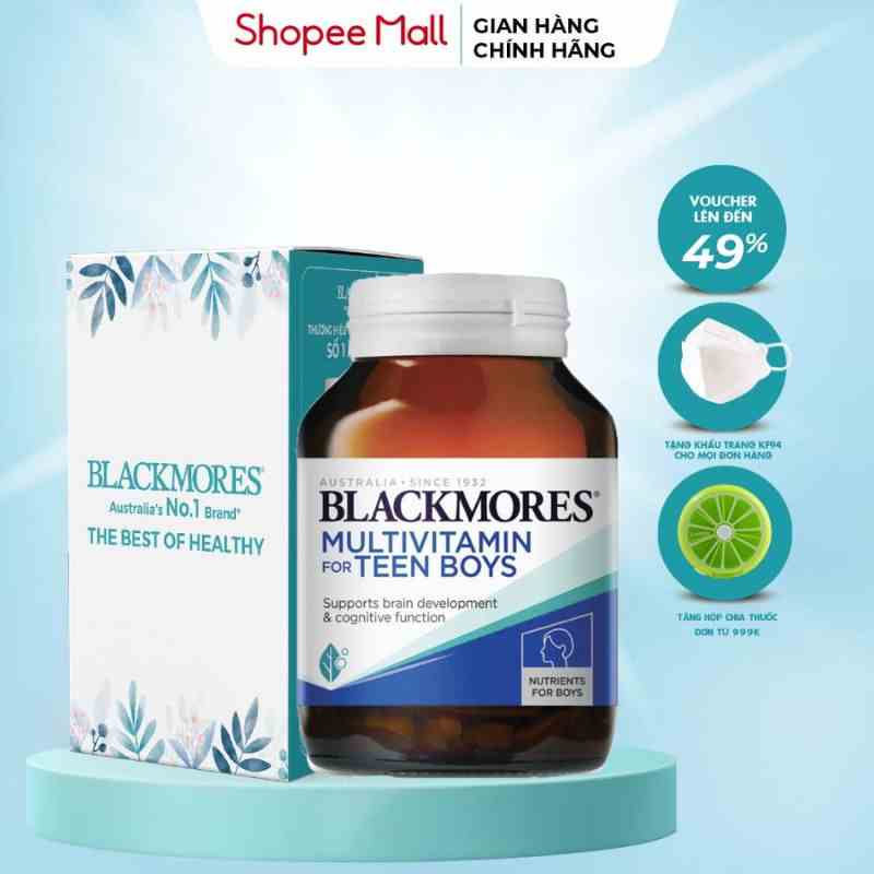 Vitamin tổng hợp cho bé trai Multivitamin for teen boys Blackmores 60 viên, giúp bổ não, tăng cường trí nhớ cho bé trai