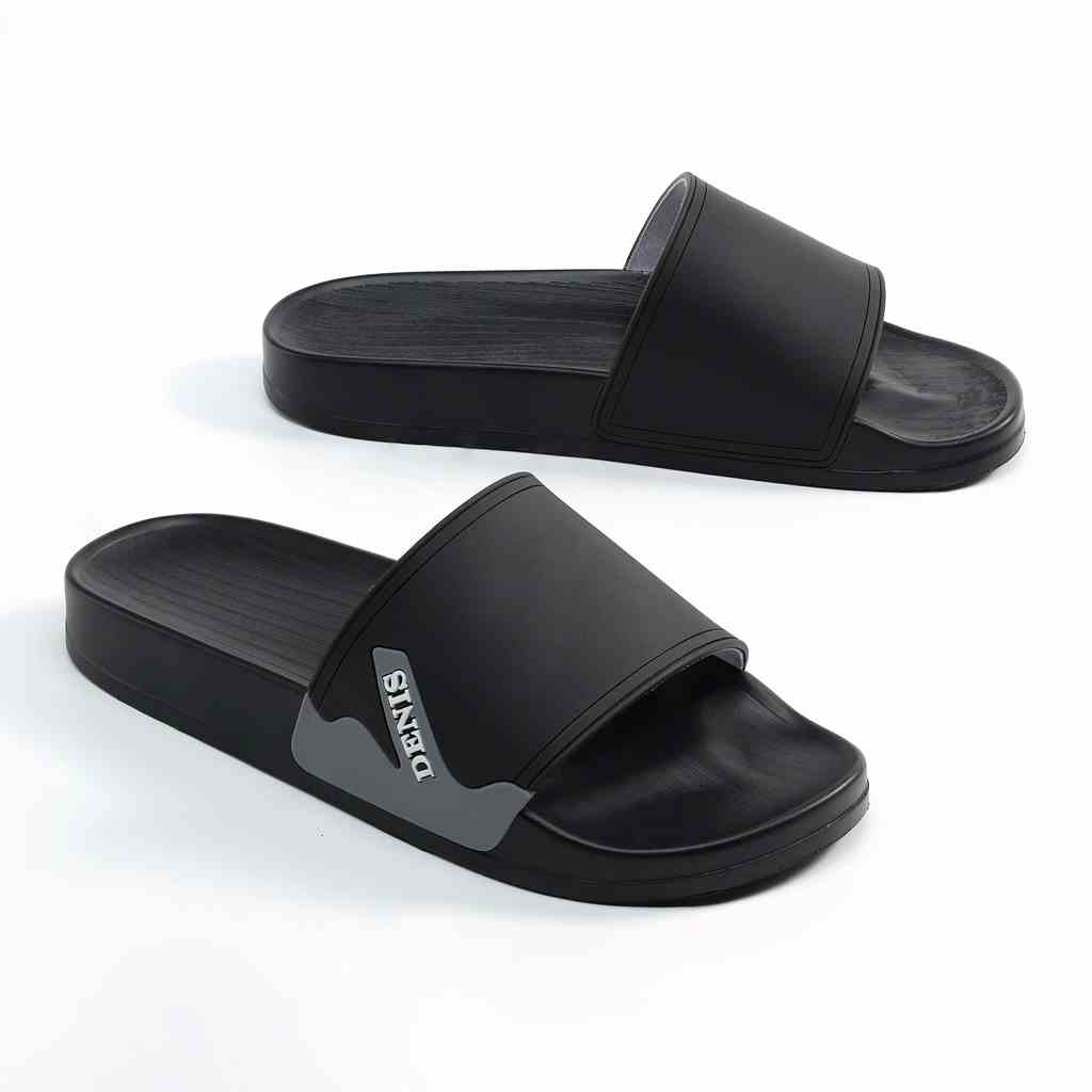 Dép quai ngang Denis SA01 Unisex Slipper Quai đen trơn họa tiết xám nam tính