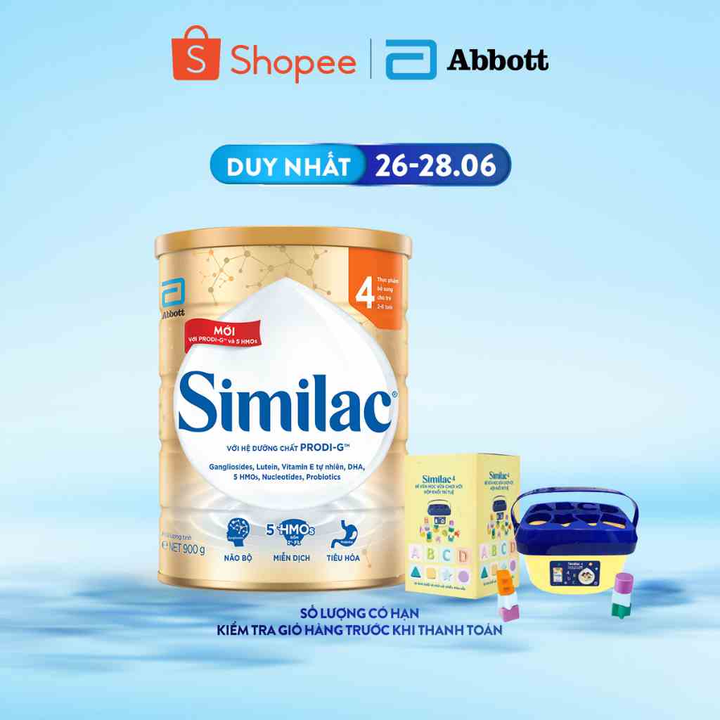 [Tặng 1 hộp đồ chơi] Sữa bột Similac 4 900g/lon Dinh Dưỡng 5G Mới