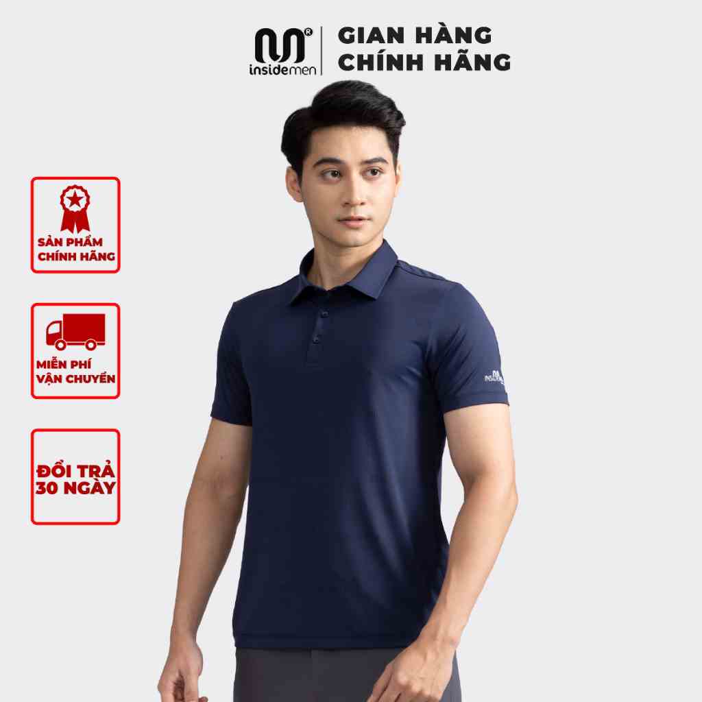 Áo polo nam INSIDEMEN in nổi logo trên tay nam tính thanh lịch sang trọng vải thun lạnh mềm mát thấm hút IPS059S2