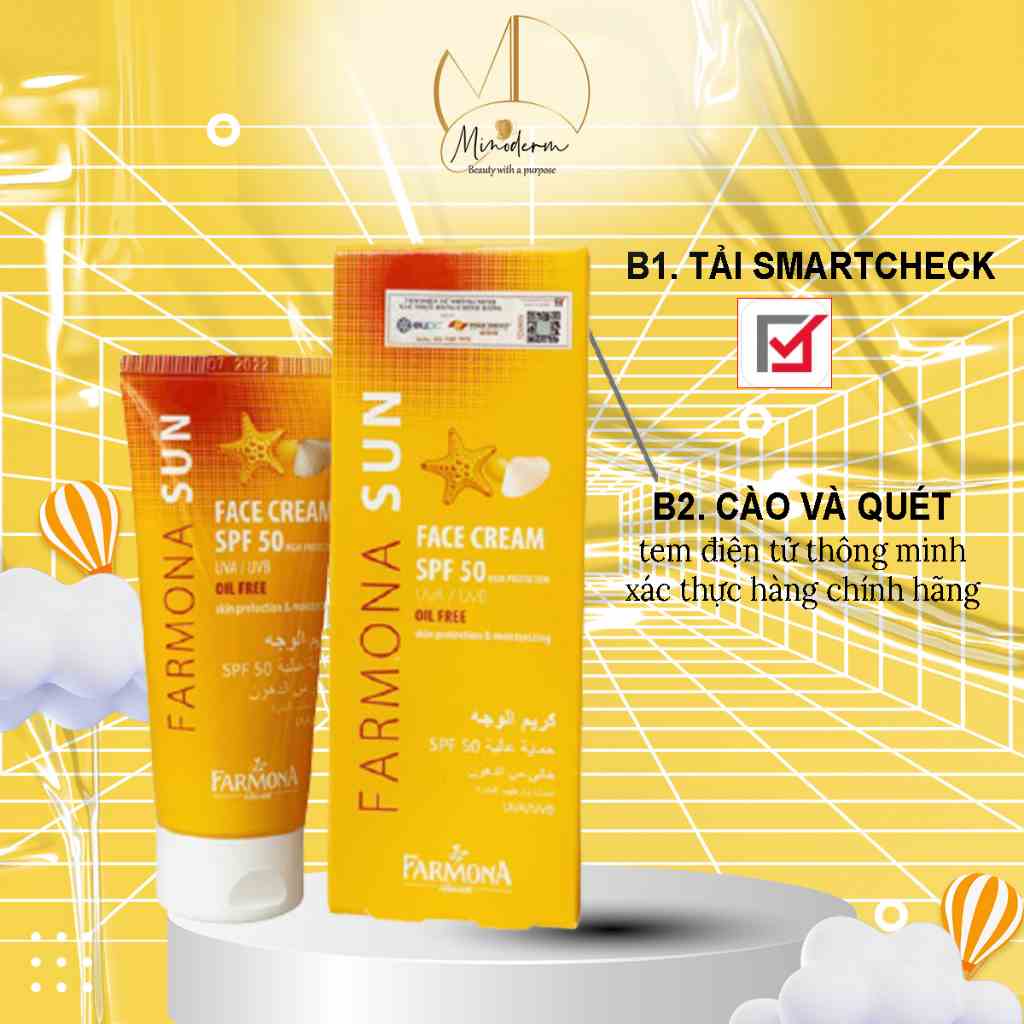 Kem chống nắng Farmona sun face cream oil free Spf 50 không bóng nhờn cho da dầu mụn