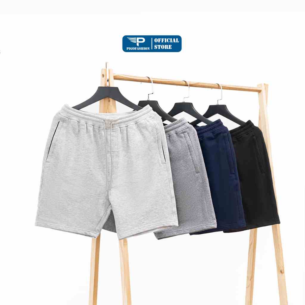 Quần short nam basic PIGOFASHION chất vải nỉ da cá cotton mát lạnh co giãn thoáng khí, vận động thoải mái QSN02