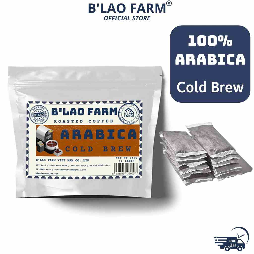 Cà phê COLD BREW túi lọc BLao Farm cà phê  Arabica nguyên chất - cafe túi lọc ủ lạnh, chua thanh, đắng nhẹ, thơm ngọt