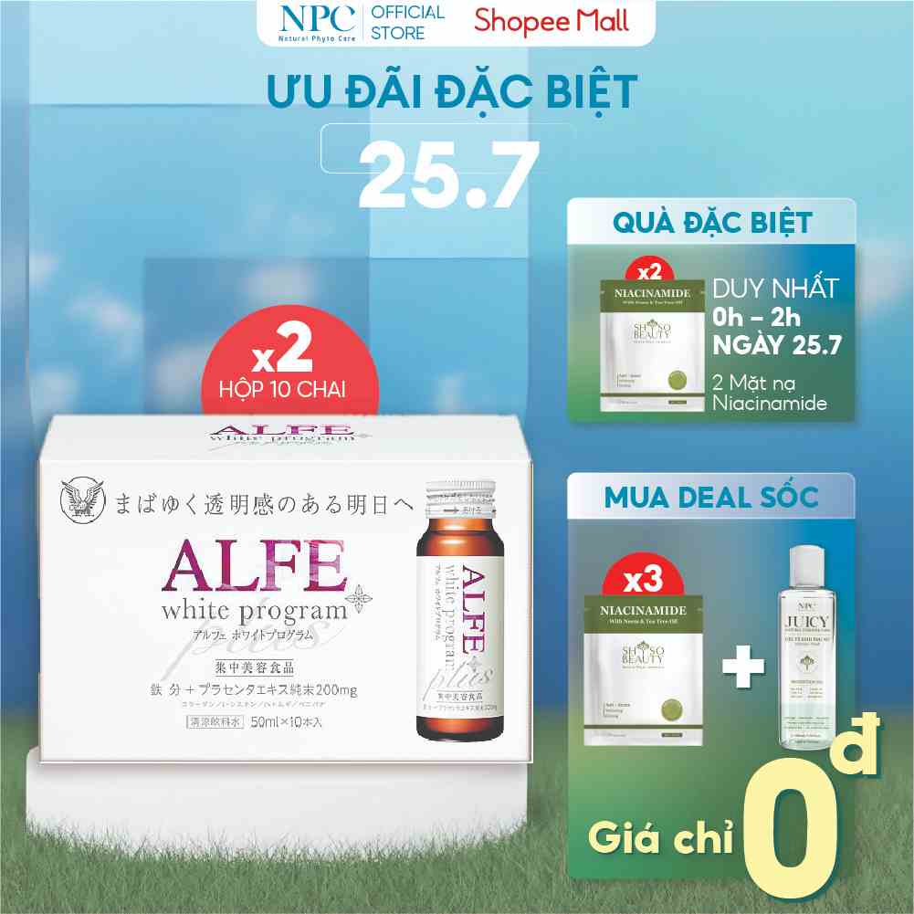 COMBO 20 chai Collagen nội địa Nhật Bản Alfe White Pro 50ml/chai - Placenta tinh khiết 200mg dưỡng trắng, làm mịn da